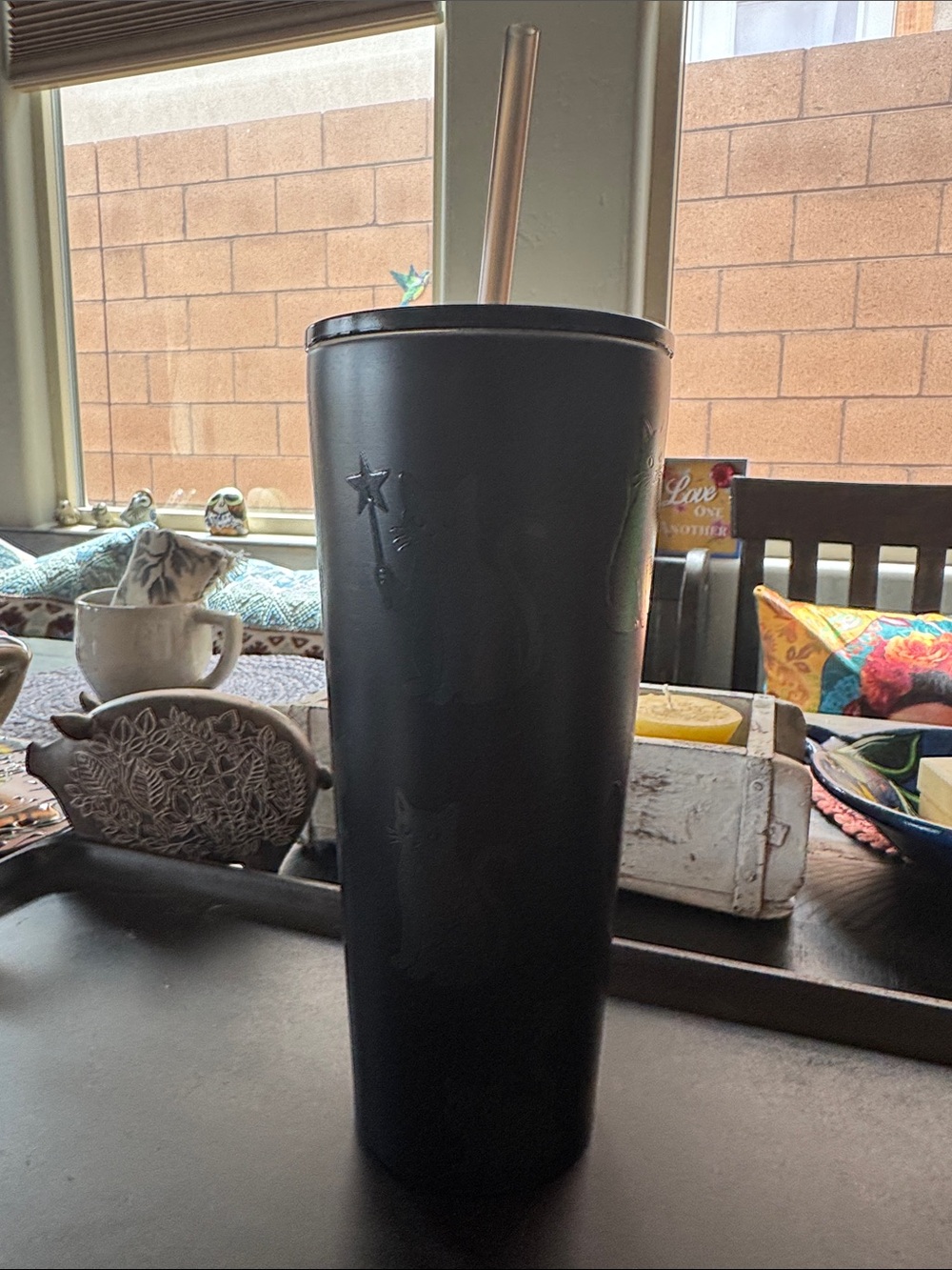 Starbucks Glow Black Cats Stainless Steel Travel Tumbler with Straw 🐈‍⬛